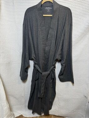 Vermont Country Store Charcoal Gray Knit Wrap Kimono Robe, NWOT Size 3XL